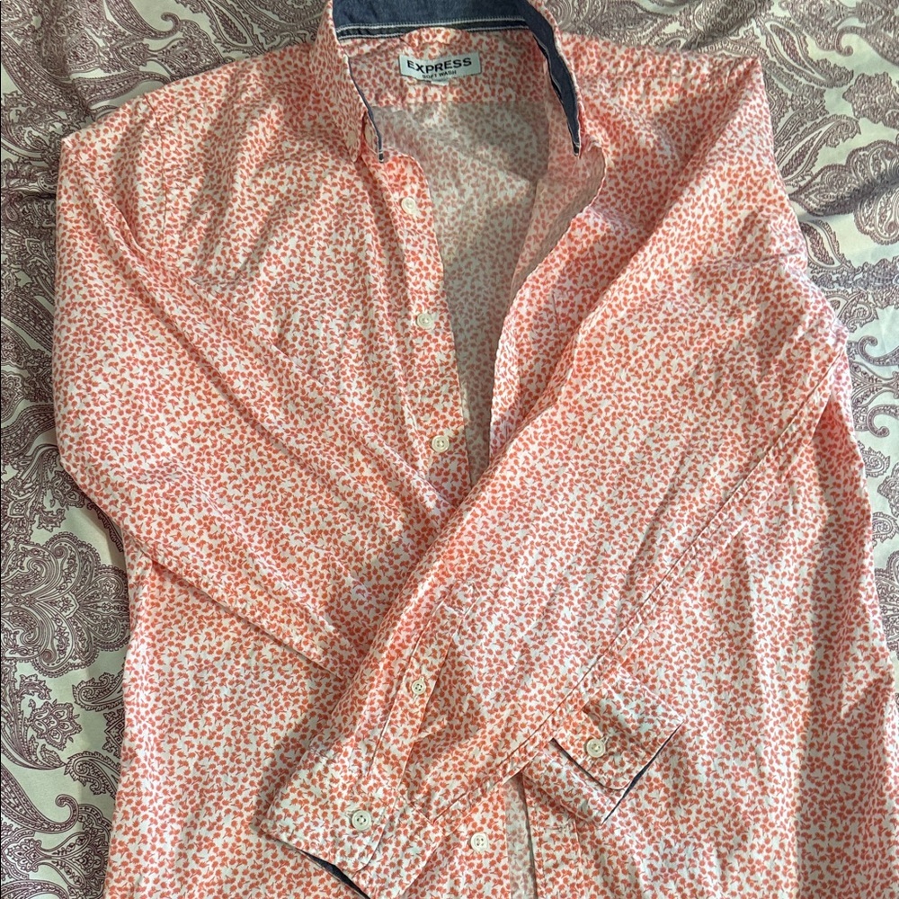 Express Men's Dress Shirt - Pink Pattern